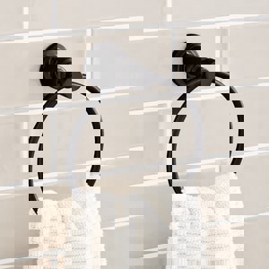 Round Closed Towel Ring in Matte Black